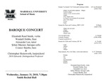 Marshall University Music Department Presents a Baroque Concert, Elizabeth Reed Smith, violin, Wendell Dobbs, flute, Alexander Lee, tenor, Şőlen Dikener, baroque cello, Connor Barebo, bass, & Christopher Hainsworth, harpsichord, 2018 Edwards Distinguished Professor by Elizabeth Reed Smith, Wendell Dobbs, Alexander Lee, Şőlen Dikener, Connor Barebo, and Christopher Hainsworth