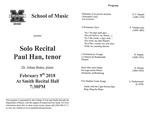 Marshall University Music Department Presents a Solo Recital, Paul Han, tenor, Dr. Johan Botes, piano by Paul Han and Johan Botes