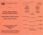 Marshall University Music Department Presents the Phi Mu Alpha Sinfonia, Recital of American Music, George Palton, Faculty Advisor, Matthew Murphy, President by George Palton