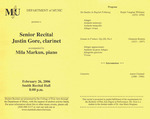 Marshall University Music Department Presents a Senior Recital, Justin Gore, clarinet by Justin Gore