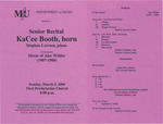 Marshall University Music Department Presents a Senior Recital, KaCee Booth, horn, Stephen Lawson, piano, featuring the, Music of Alec Wilder, (1907-1980) by KaCee Booth