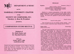 Marshall University Music Department and the Marshall University Chapter, of the, Society of Composers, Inc., Theodore A. Rose II, President, present a, Compositional Studio Recital, Students of, Dr. Mark Zanter and Dr. Marshall Onofrio by Mark Zanter and Marshall Onofrio