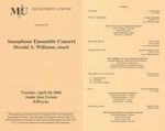 Marshall University Music Department Presents a Saxophone Ensemble Concert, Donald A. Williams, coach by Donald Williams Dr.