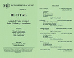 Marshall University Music Department Presents a Recital, Angela Crum, trumpet, John Galloway, trombone by Angela Crum and John Galloway