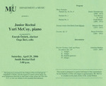 Marshall University Music Department Presents a Junior Recital, Yuri McCoy, piano by Yuri McCoy