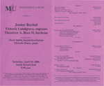 Marshall University Music Department Presents a Junior Recital, Victoria Landgrave, soprano, Theodore A. Rose II, baritone by Victoria Landgrave and Theodore A. Rose, II