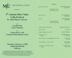 Marshall University Music Department Presents the 5th Annual Ohio Valley Cello Festival, Dr. Şőlen Dikener, director, with, Cynthia Puls, Guest Clinician, and, Cansin Kara, Cansin Kara, cello, Featured International Artist by Şőlen Dikener