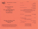 Marshall University Music Department Presents a Woodwind Recital, featuring, the studios of, Drs. Ann Marie Bingham, Edwin Bingham, and, Wendell Dobbs by Ann Bingham, Ed Bingham, and Wendell B. Dobbs Dr.