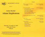 Marshall University Music Department Presents a Junior Recital, Adam Stephenson by Adam Stephenson