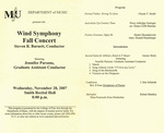 Marshall University Music Department Presents a Wind Symphony, Fall Concert, Steven R. Barnett, Conductor, featuring, Jennifer Parsons, Graduate Assistant Conductor by Steve Barnett