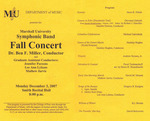 Marshall University Music Department Presents the Marshall University, Symphonic Band, Fall Concert, Dr, Ben F. Miller, Conductor, and, Graduate Assistant Conductors:, Jennifer Parsons, Lee Ann Lykens, Mathew Jarvis by Ben Miller