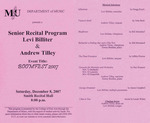 Marshall University Music Department Presents a Senior Recital Program, Levi Billiter, &, Andrew Tilley, Event Title:, BOOMFEST 2007 by Levi Billiter and Andrew Tilley