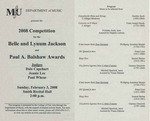 Marshall University Music Department presents a 2008 Competition, for the, Belle and Lynum Jackson, and, Paul A. Balshaw Awards by Nicholas Amis, Mitchell Spurlock, Kristen Pino, and Patrick Billups