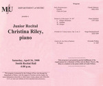 Marshall University Music Department presents a Junior Recital, Christina Riley, Piano by Christina Riley