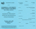 Marshall University Music Department presents the Marshall University Percussion ensemble, Steven Hall, conductor, with, special guests, Marshall University African Drumming & Dance Ensemble by Steven Hall