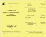 Marshall University Music Department presents a Senior Recital, Bambi Eggleton, soprano, accompanied by, Pam Johnson, piano by Bambi Eggleton