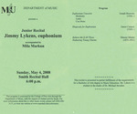 Marshall University Music Department presents a Junior Recital, Jimmy Lykens, euphonium, accompanied by, Mila Markun by Jimmy Lykens