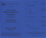 Marshall University Music Department presents a Junior Recital, Melanie Baldwin, saxophone, accompanied by, Pam Johnson, piano by Melanie Baldwin