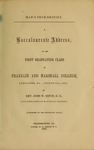 Man's True Destiny: A Baccalaureate Address, to the First Graduating Class of Franklin and Marshall College, Lancaster, Pa., August 31st, 1853 by John Williamson Nevin