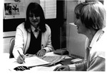 MU Journalism Prof. Debra Bellluomini and student Cheryl Wilson, ca. 1992,