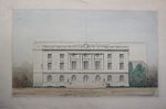 Watercolor of possible courthouse wing in Huntington, West Virginia