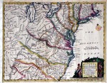 A Map of the British American Plantations Extending from Boston in New England to Georgia, including all the Back Settlements in the Respective provinces as Far as the Mississippi. by Emmanuel Bowen