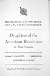 Proceedings of the Fifty-Second Annual State Conference for the Daughters of the American Revolution in West Virginia, October 10-12, 1957