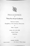 Proceedings of the Thirty-first Annual Conference of the Daughters of the American Revolution in West Virginia, October 20-22, 1936