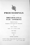Proceedings of the Thirty-Fifth Annual State Conference for the Daughters of the American Revolution in West Virginia, October 16-19, 1940