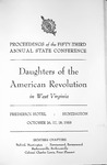 Proceedings of the Fifty-Third Annual State Conference for the Daughters of the American Revolution in West Virginia, October 16-18, 1958